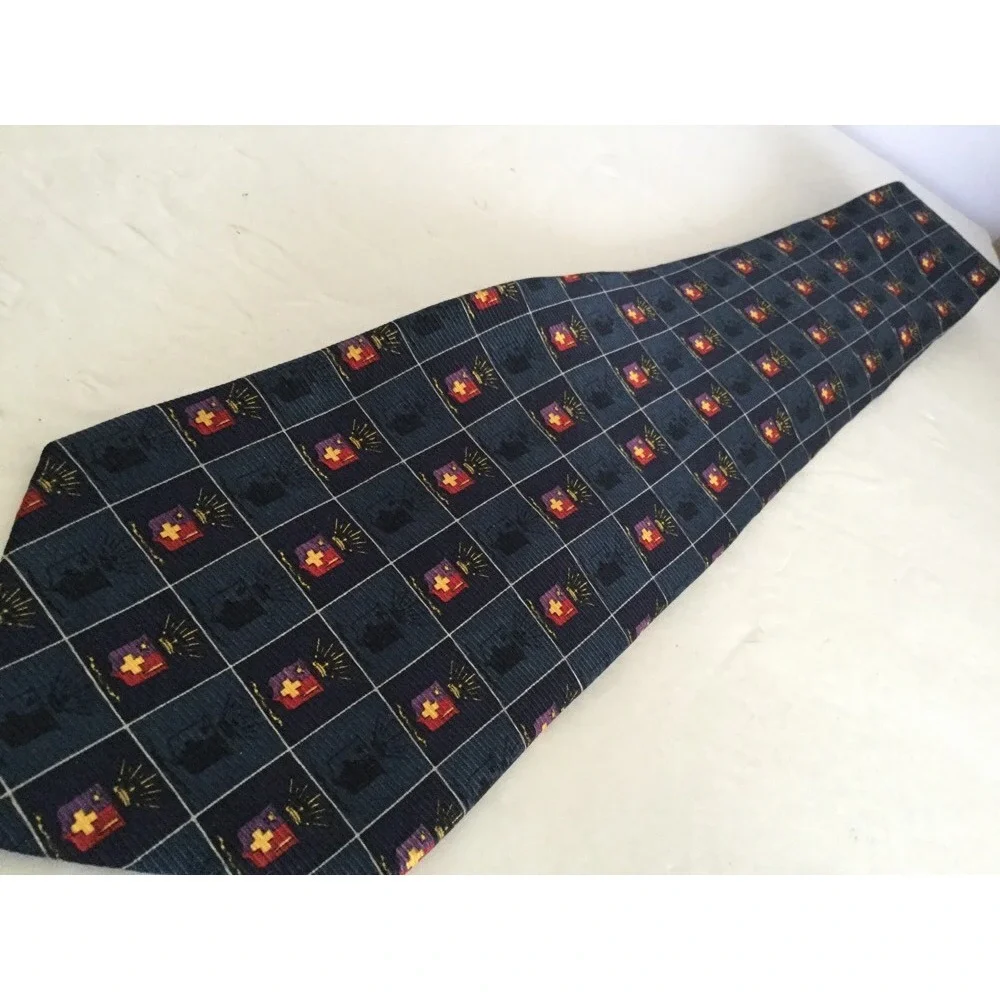 Greek Silk Tie Men Necktie‎ Blue Checks Plaid Made In USA Rare Ties